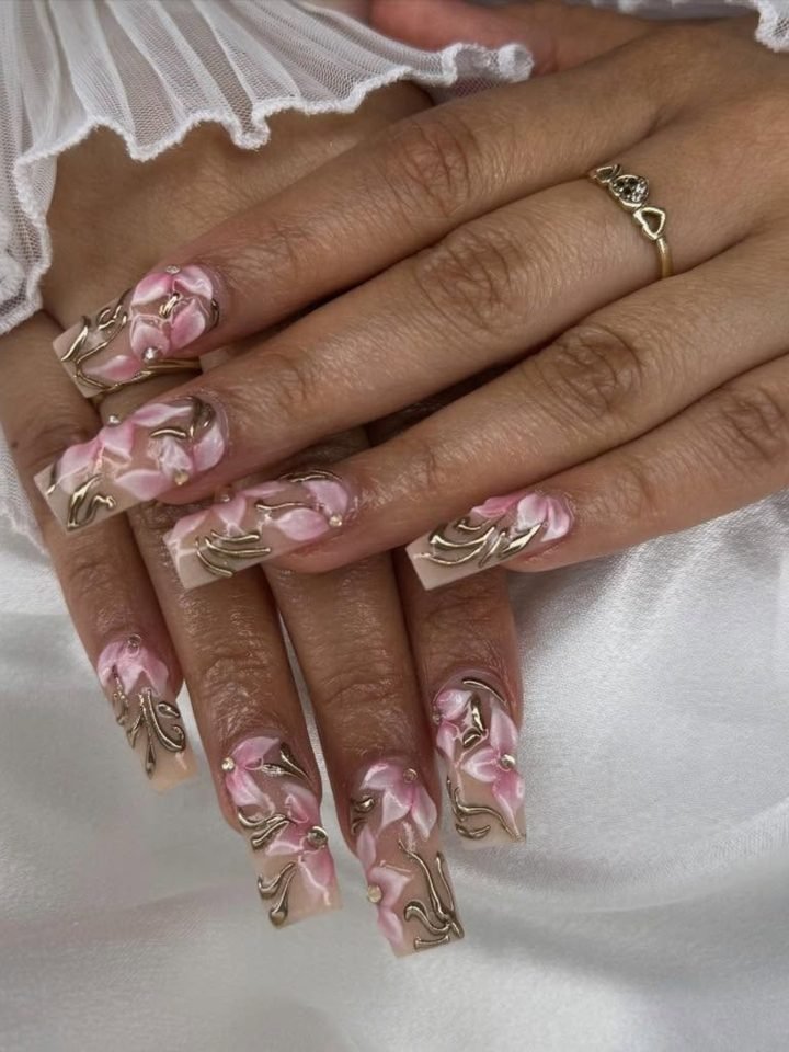 Pink marble nail set, Winchester VA