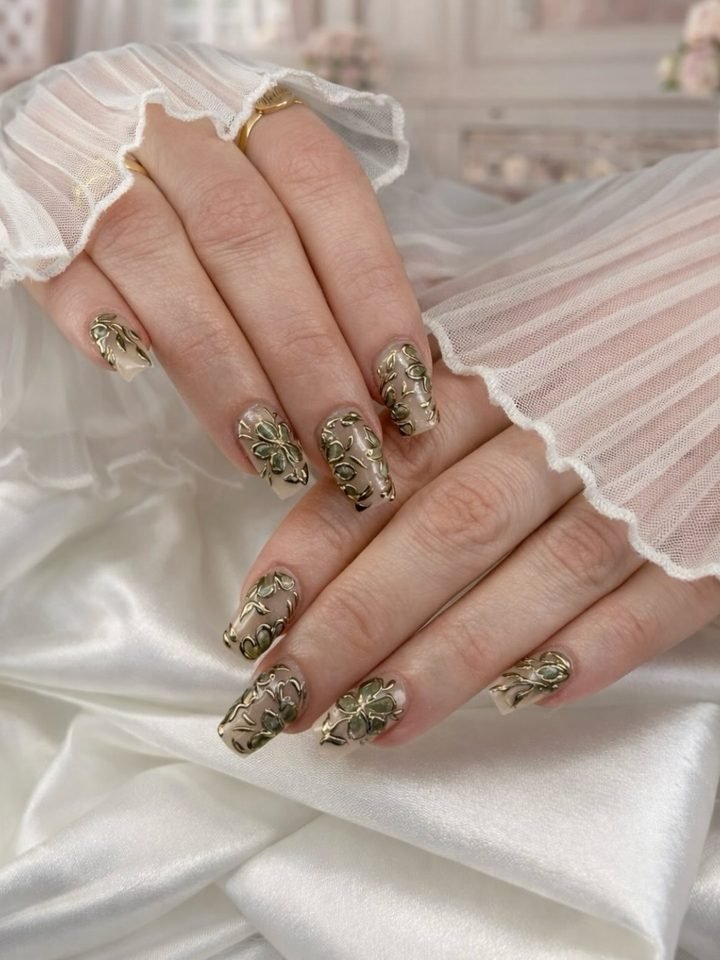 Gold baroque nail art, Winchester VA